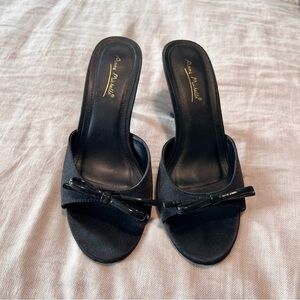 Michele Black Heels with Bow Accent